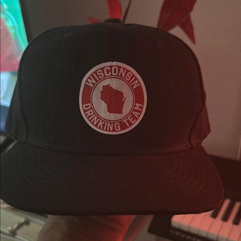 Black Wisconsin Drinking Team Cap